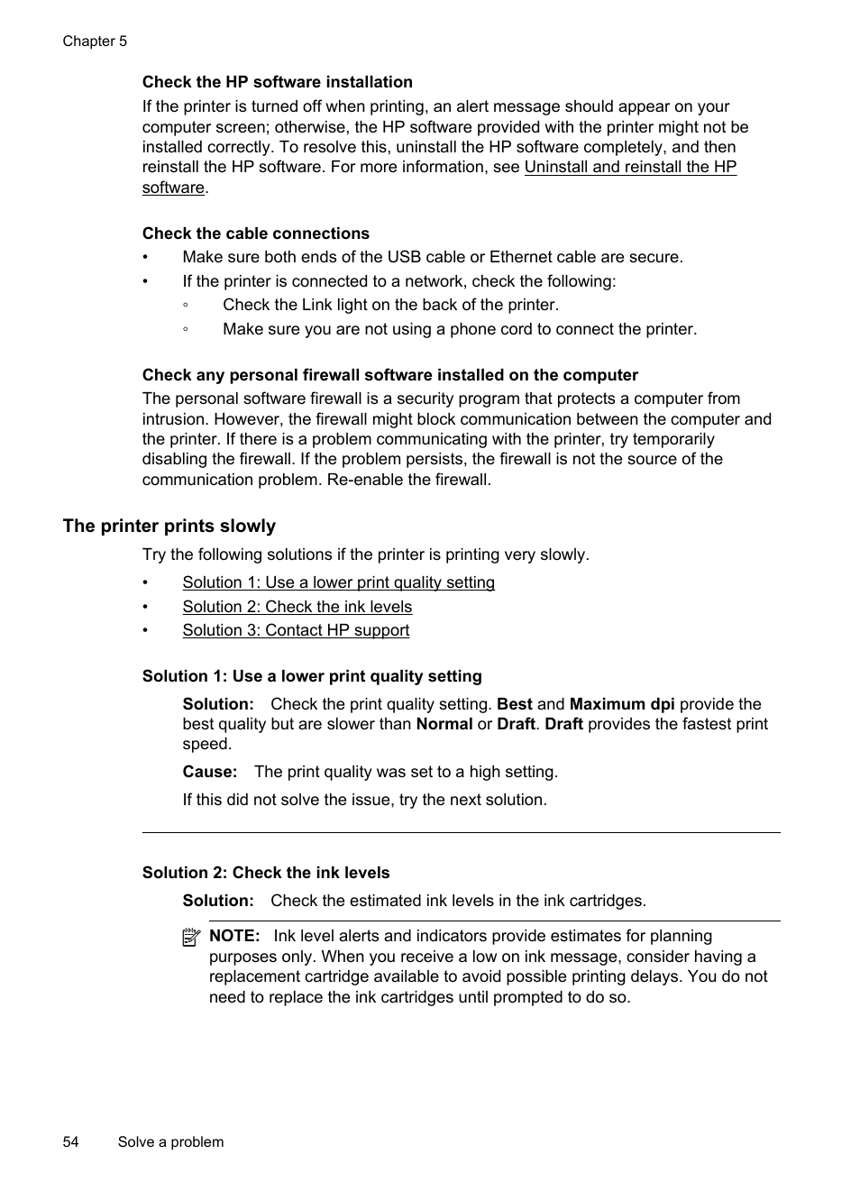 The printer prints slowly | HP Officejet Pro 251dw Printer series User Manual | Page 58 / 150