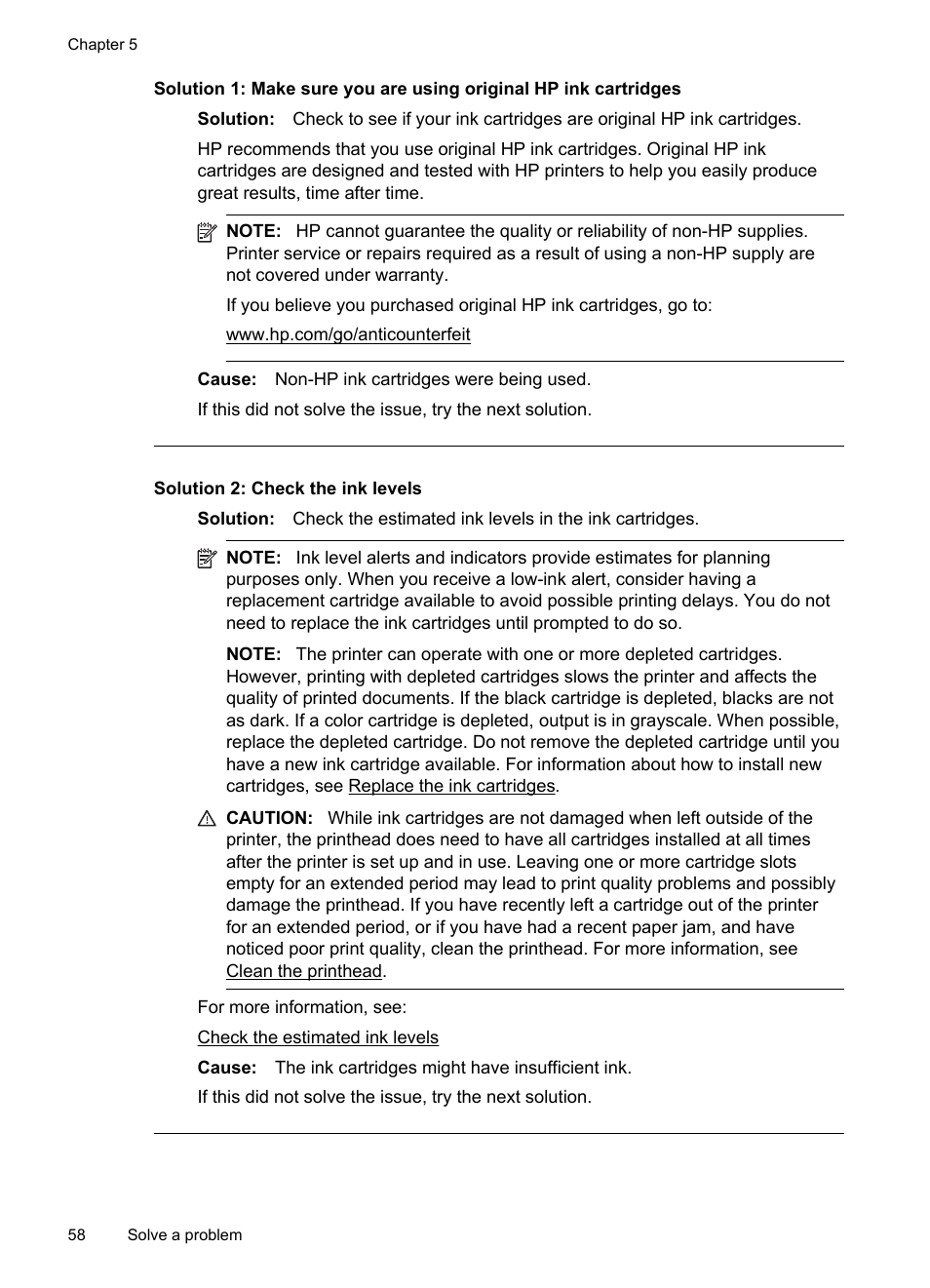 Solution 2: check the ink levels | HP Officejet Pro 251dw Printer series User Manual | Page 62 / 150