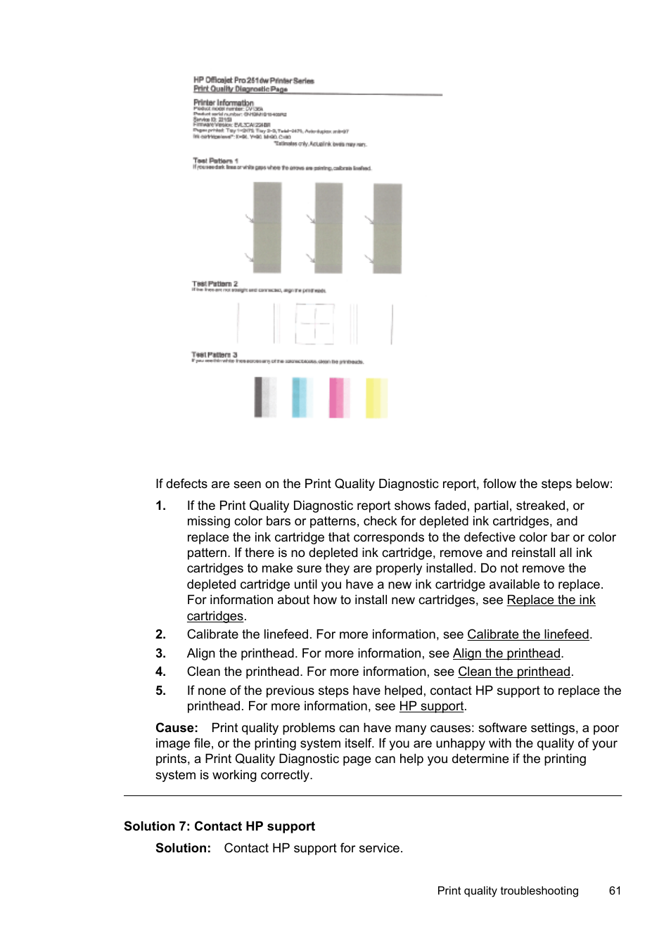 Solution 7: contact hp support | HP Officejet Pro 251dw Printer series User Manual | Page 65 / 150