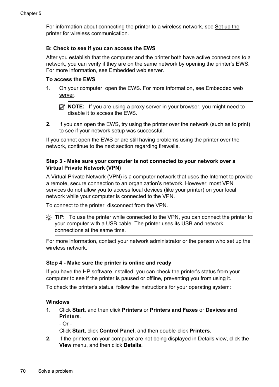 Step 4 - make sure the printer is online and ready | HP Officejet Pro 251dw Printer series User Manual | Page 74 / 150