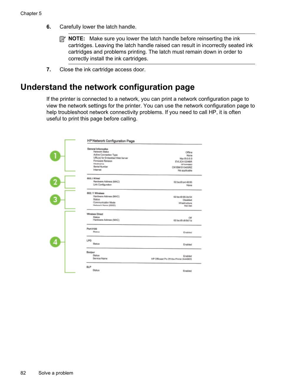 Understand the network configuration page | HP Officejet Pro 251dw Printer series User Manual | Page 86 / 150