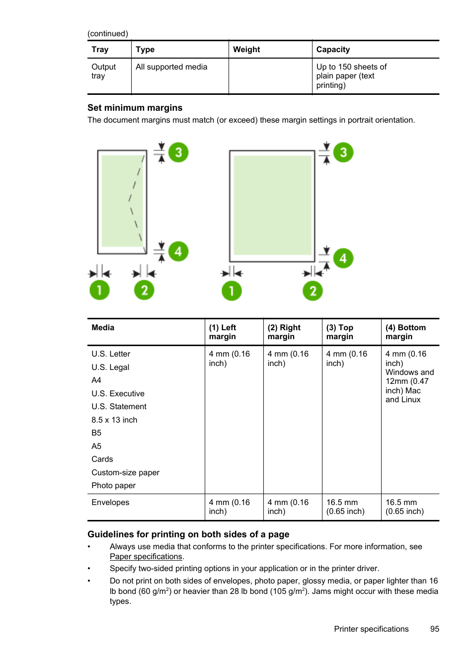 Set minimum margins | HP Officejet Pro 251dw Printer series User Manual | Page 99 / 150