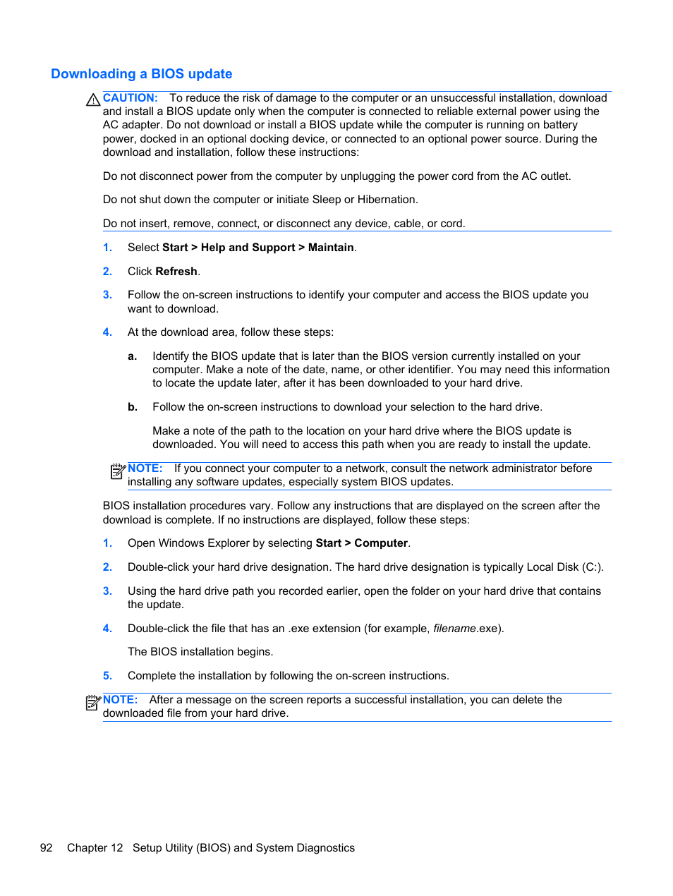 Downloading a bios update | HP Pavilion dm4-3170se Beats Edition Entertainment Notebook PC User Manual | Page 102 / 121