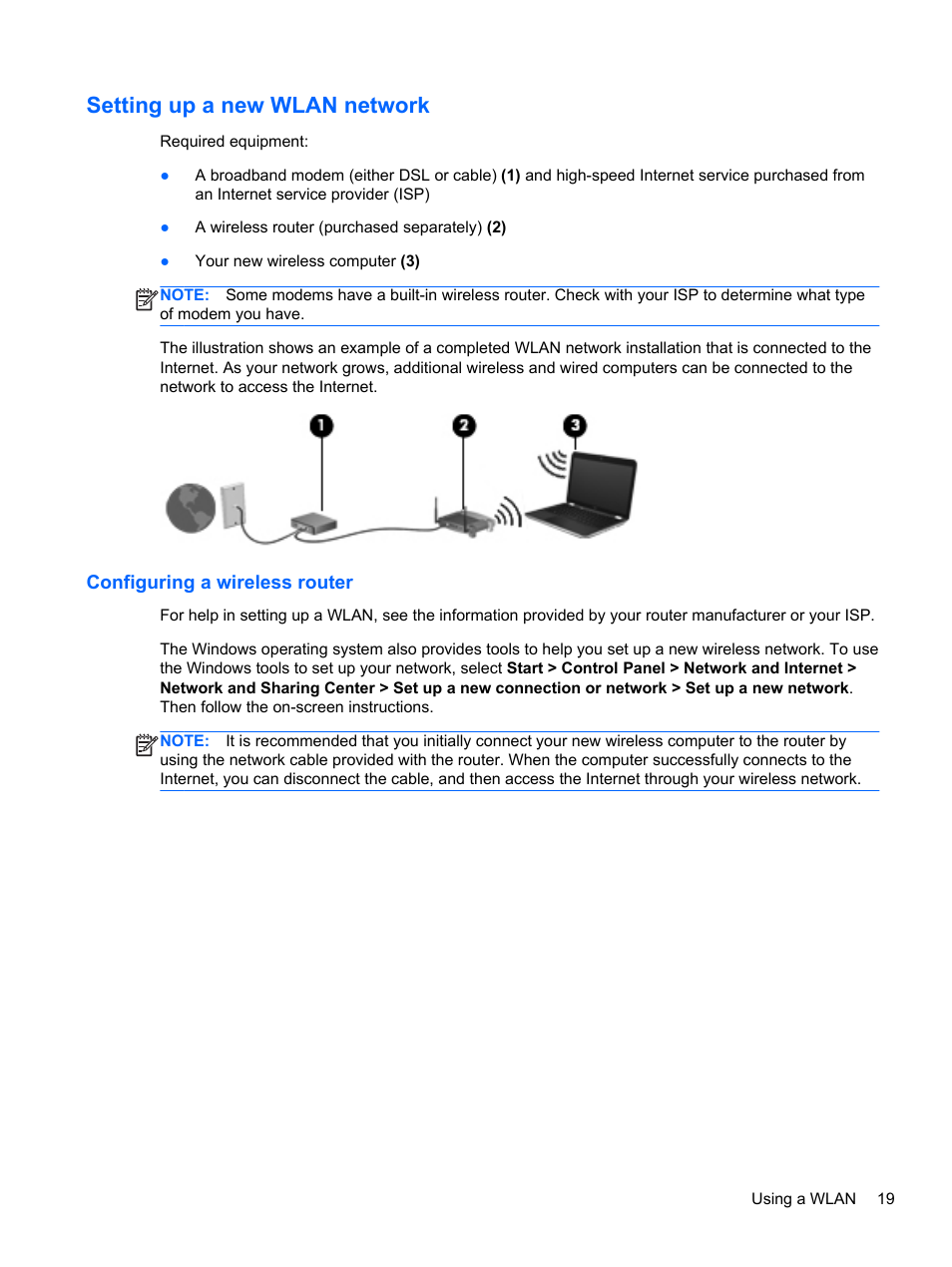 Setting up a new wlan network, Configuring a wireless router | HP Pavilion dm4-3170se Beats Edition Entertainment Notebook PC User Manual | Page 29 / 121