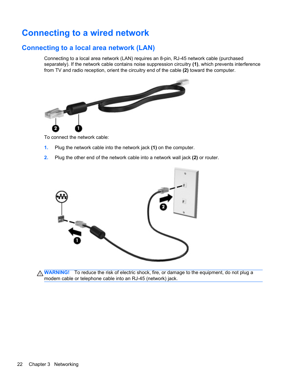 Connecting to a wired network, Connecting to a local area network (lan) | HP Pavilion dm4-3170se Beats Edition Entertainment Notebook PC User Manual | Page 32 / 121