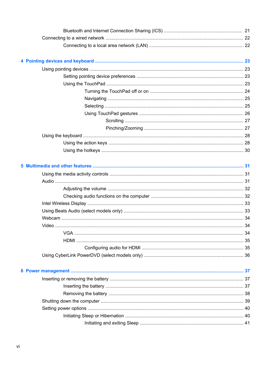 HP Pavilion dm4-3170se Beats Edition Entertainment Notebook PC User Manual | Page 6 / 121