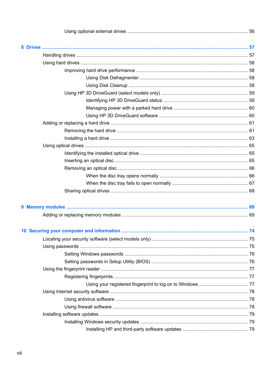 HP Pavilion dm4-3170se Beats Edition Entertainment Notebook PC User Manual | Page 8 / 121