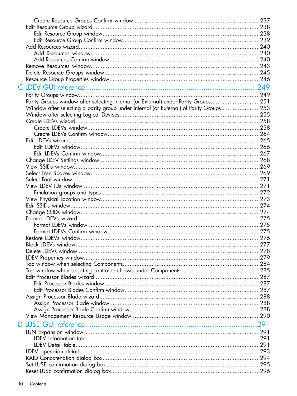 C ldev gui reference, D luse gui reference | HP XP P9500 Storage User Manual | Page 10 / 438