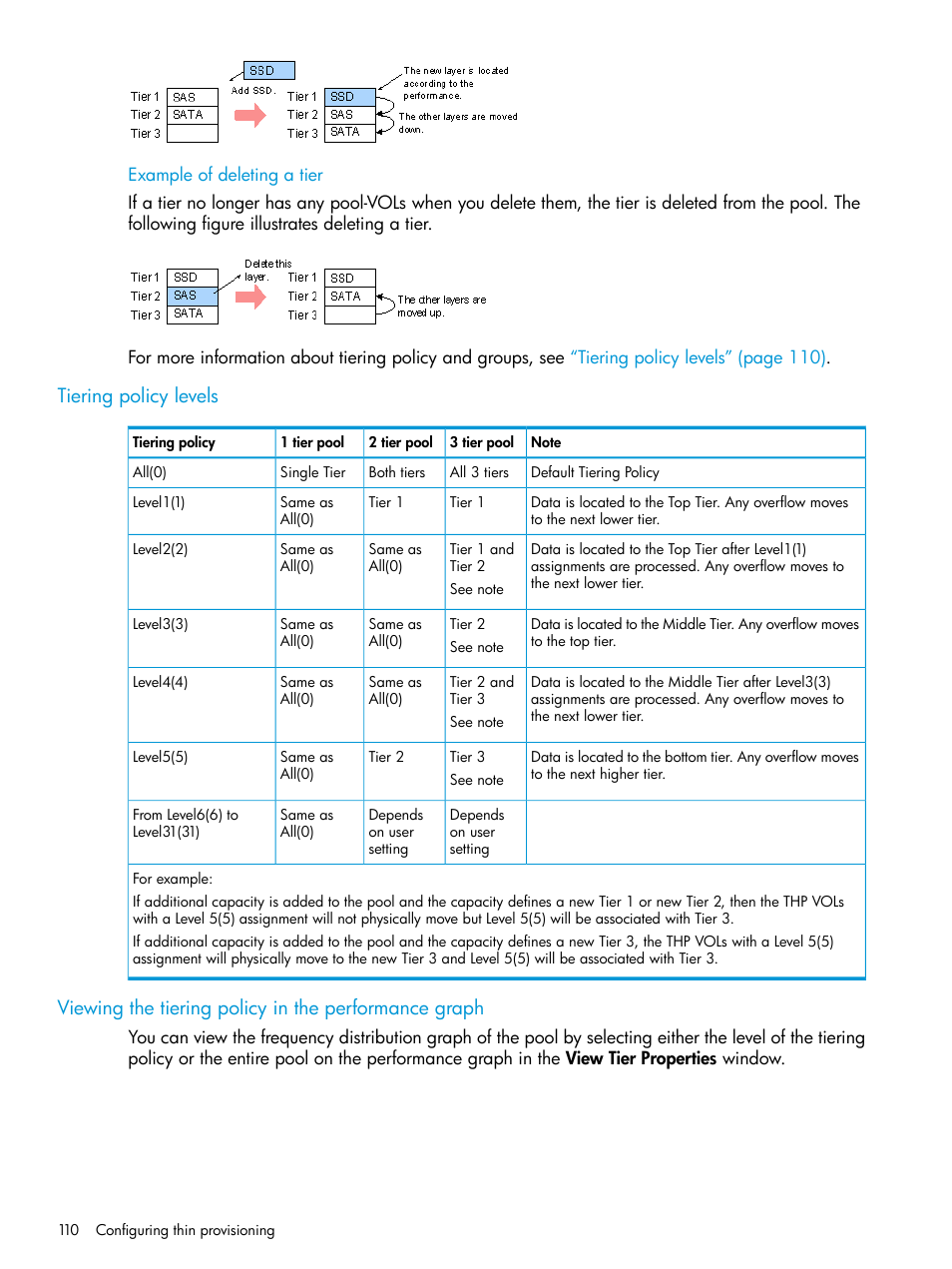 Tiering policy levels | HP XP P9500 Storage User Manual | Page 110 / 438