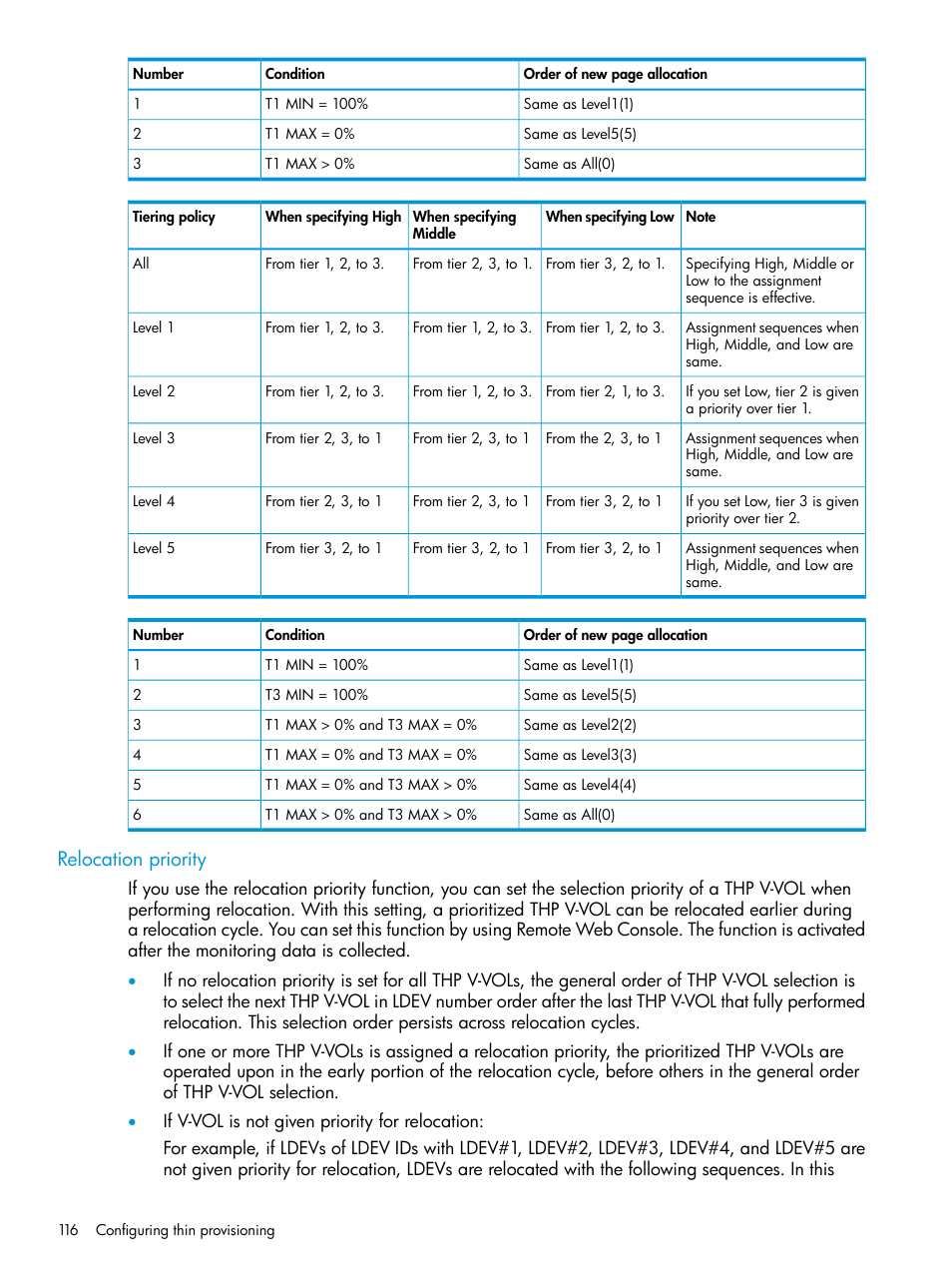 Relocation priority | HP XP P9500 Storage User Manual | Page 116 / 438