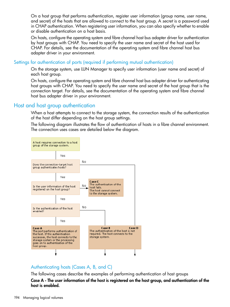 Host and host group authentication | HP XP P9500 Storage User Manual | Page 194 / 438