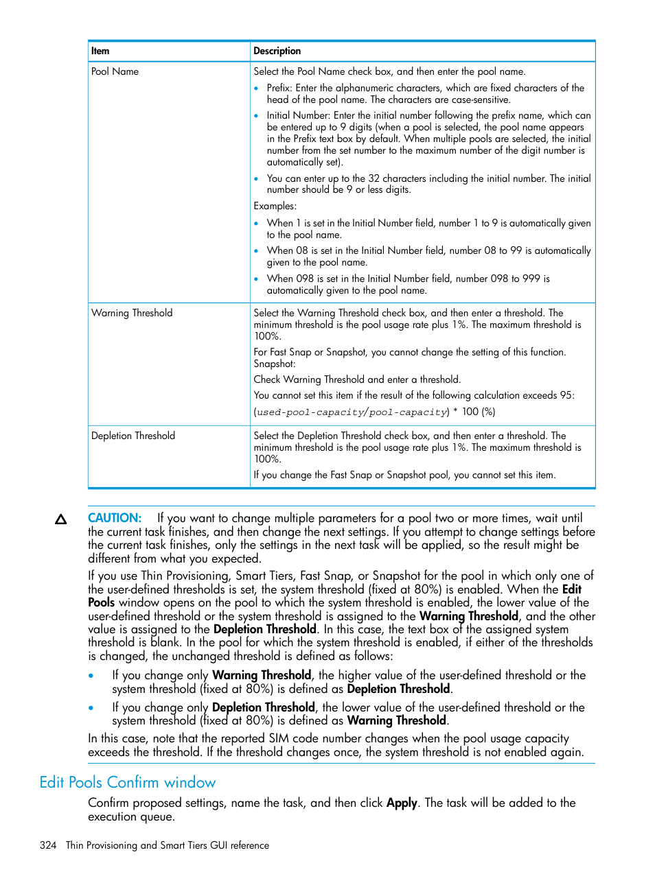 Edit pools confirm window | HP XP P9500 Storage User Manual | Page 324 / 438