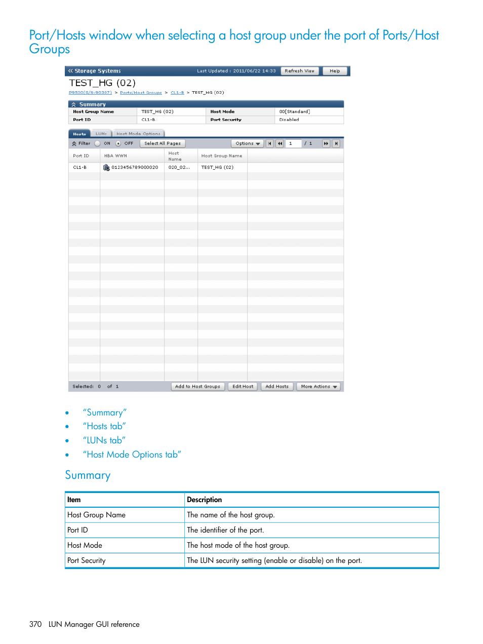 Summary | HP XP P9500 Storage User Manual | Page 370 / 438