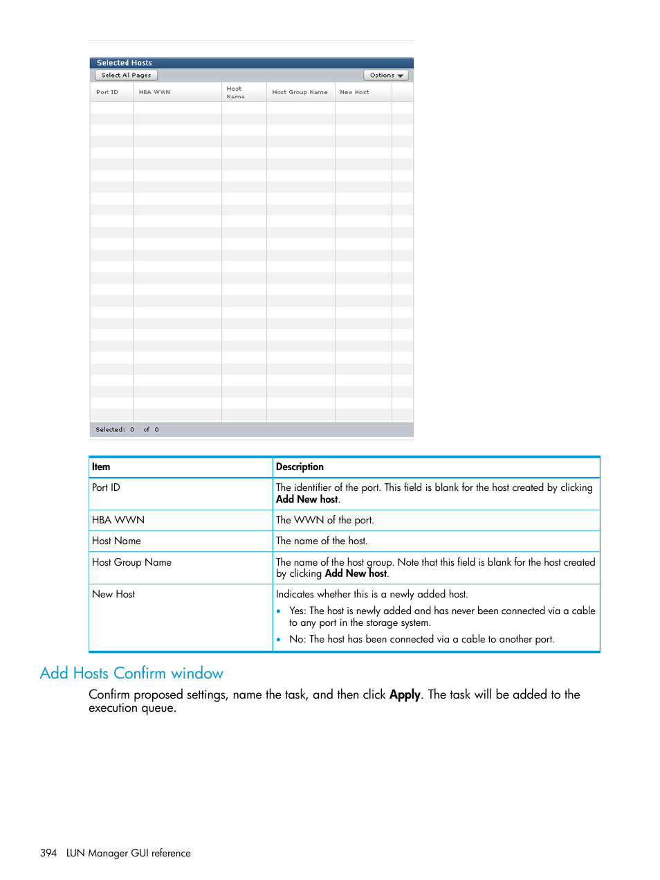 Add hosts confirm window | HP XP P9500 Storage User Manual | Page 394 / 438