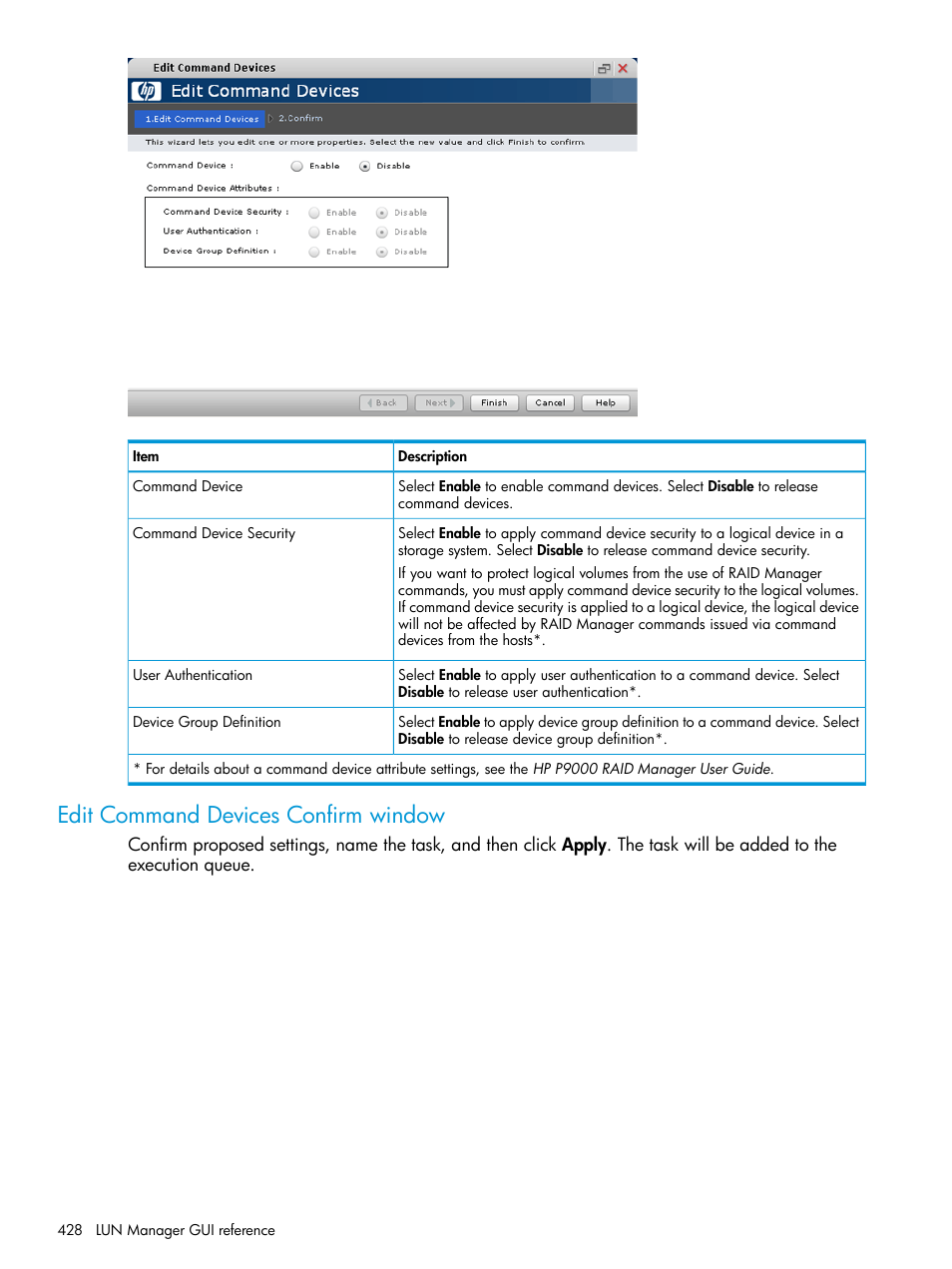 Edit command devices confirm window | HP XP P9500 Storage User Manual | Page 428 / 438