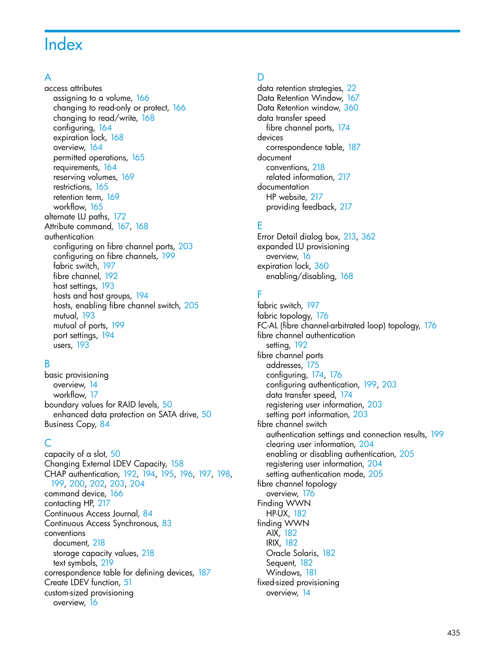 Index | HP XP P9500 Storage User Manual | Page 435 / 438