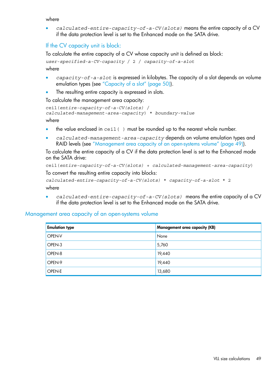 Management area capacity of an open-systems volume | HP XP P9500 Storage User Manual | Page 49 / 438