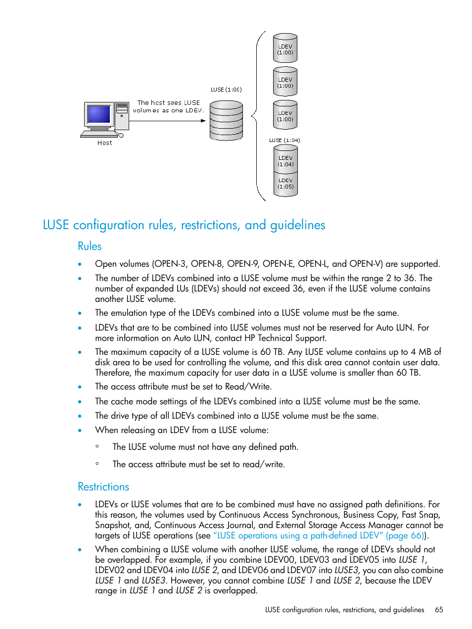 Rules, Restrictions | HP XP P9500 Storage User Manual | Page 65 / 438