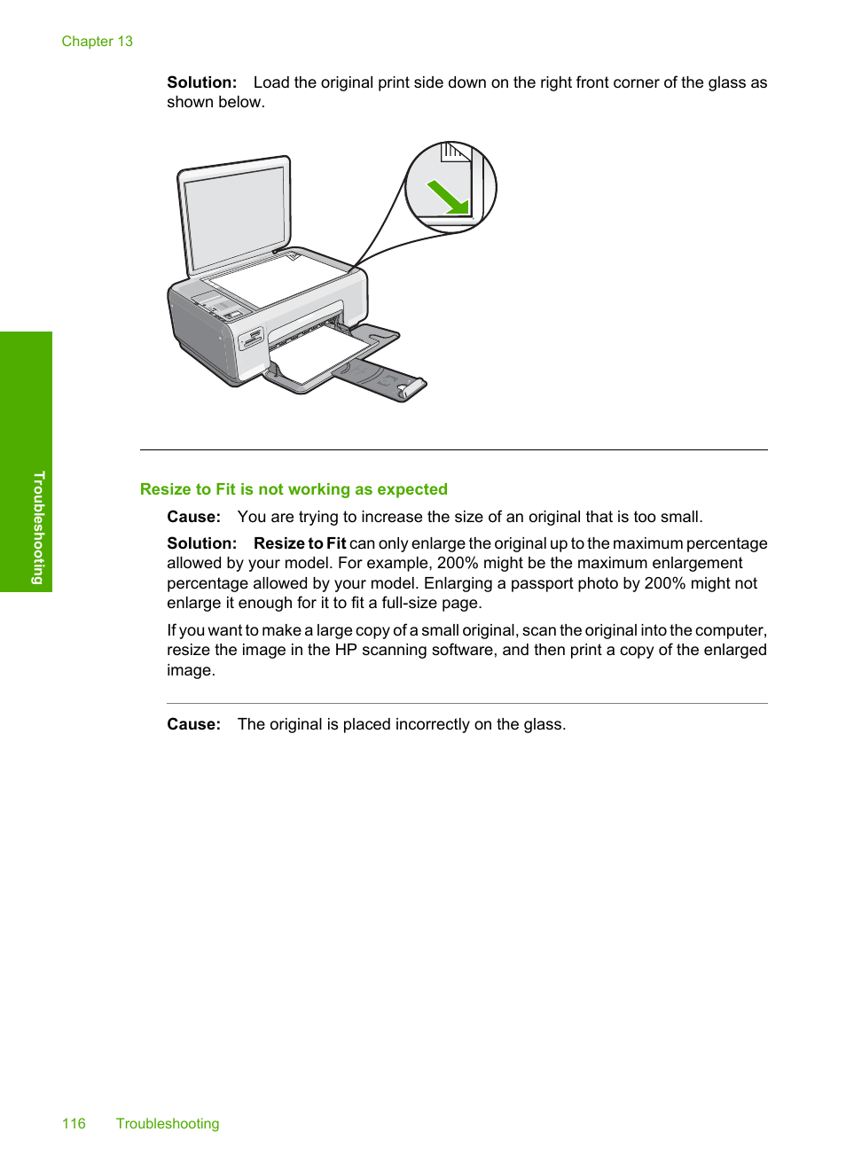 Resize to fit is not working as expected | HP Photosmart C4270 All-in-One Printer User Manual | Page 119 / 155