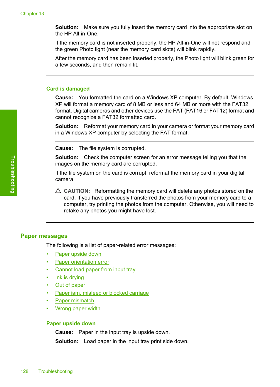 Paper messages | HP Photosmart C4270 All-in-One Printer User Manual | Page 131 / 155