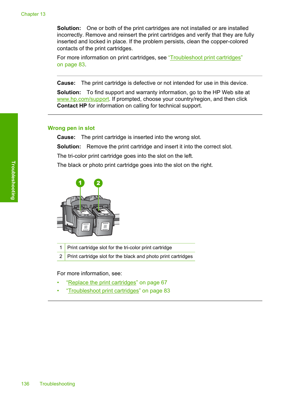 Wrong pen in slot | HP Photosmart C4270 All-in-One Printer User Manual | Page 139 / 155