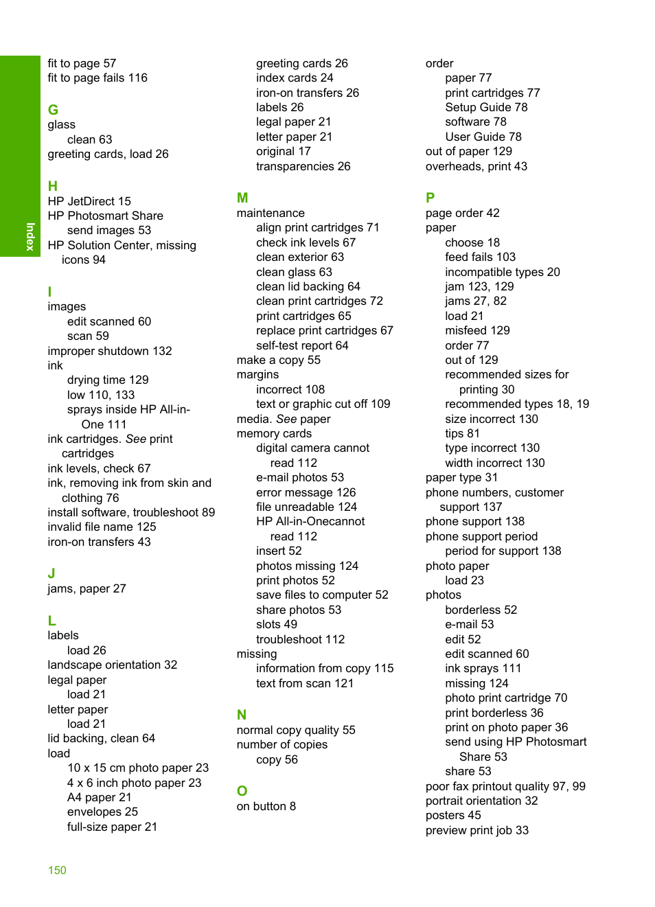 HP Photosmart C4270 All-in-One Printer User Manual | Page 153 / 155