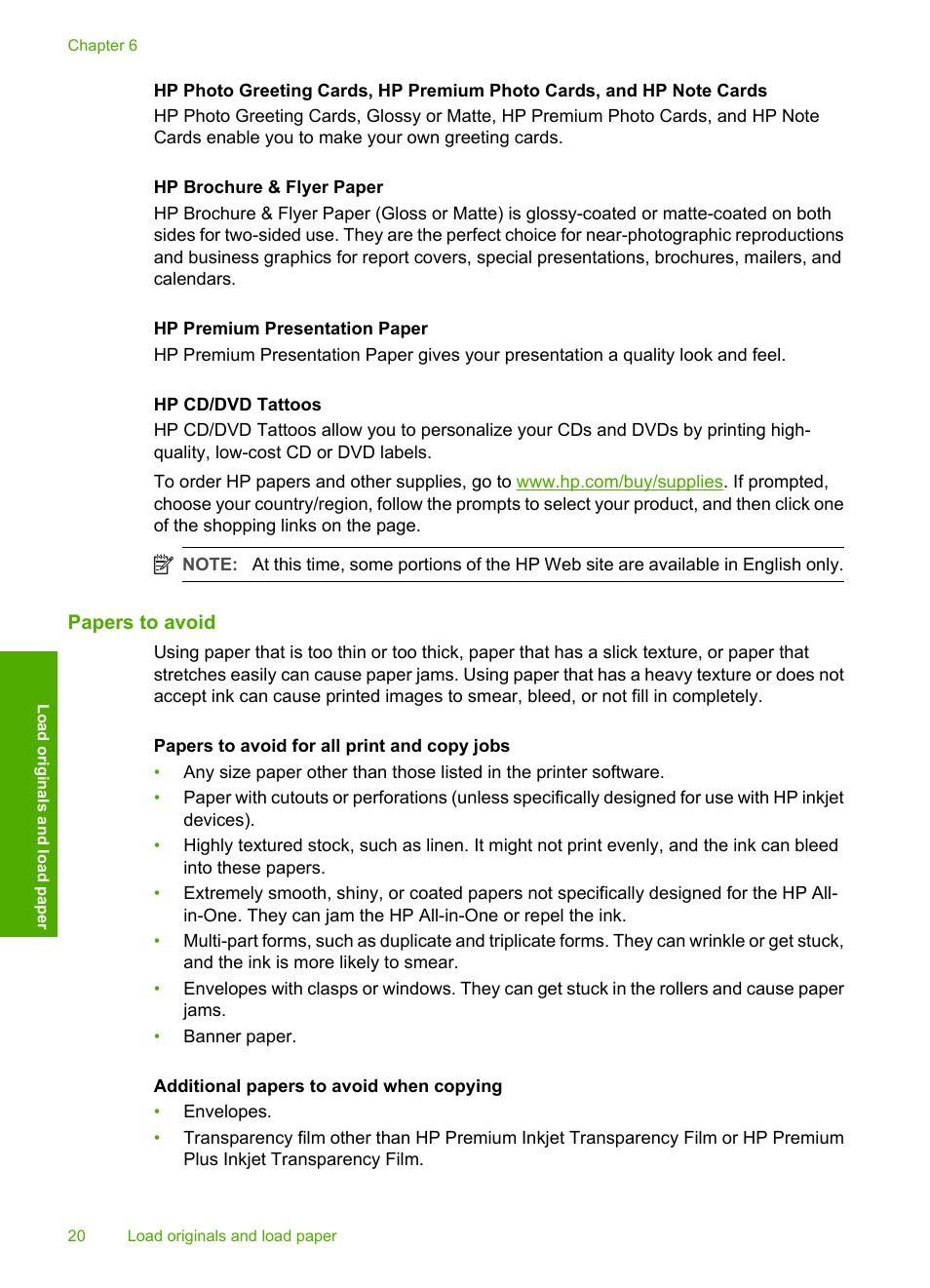 Papers to avoid | HP Photosmart C4270 All-in-One Printer User Manual | Page 23 / 155