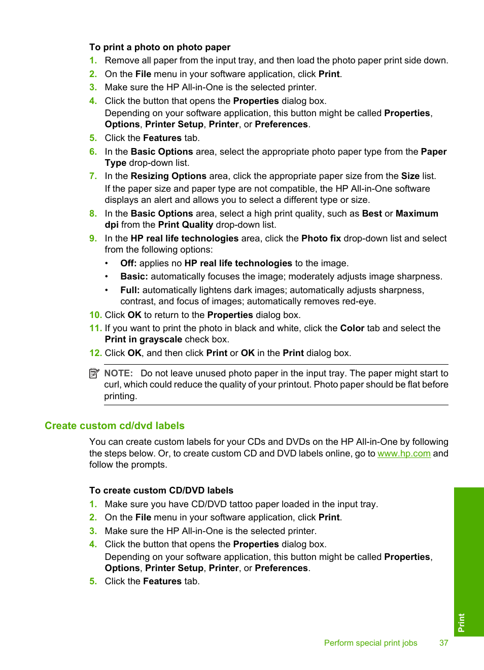 Create custom cd/dvd labels | HP Photosmart C4270 All-in-One Printer User Manual | Page 40 / 155