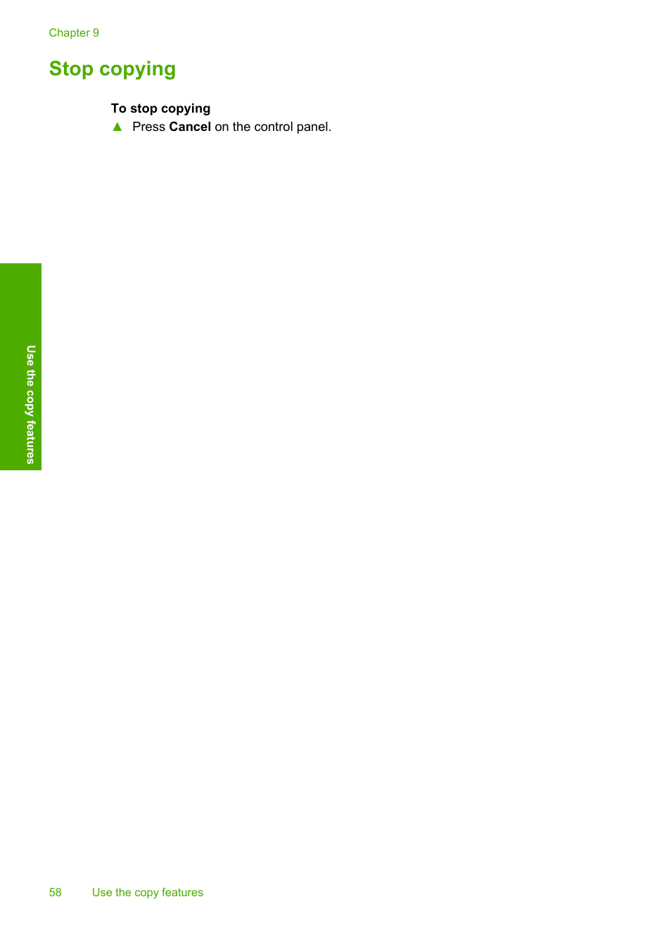 Stop copying | HP Photosmart C4270 All-in-One Printer User Manual | Page 61 / 155