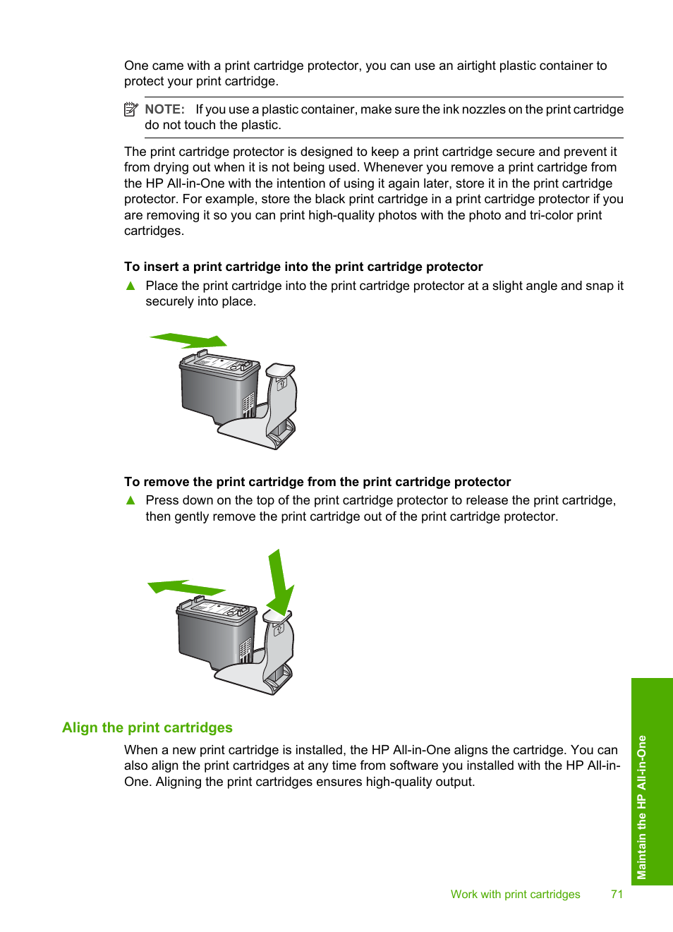 Align the print cartridges | HP Photosmart C4270 All-in-One Printer User Manual | Page 74 / 155