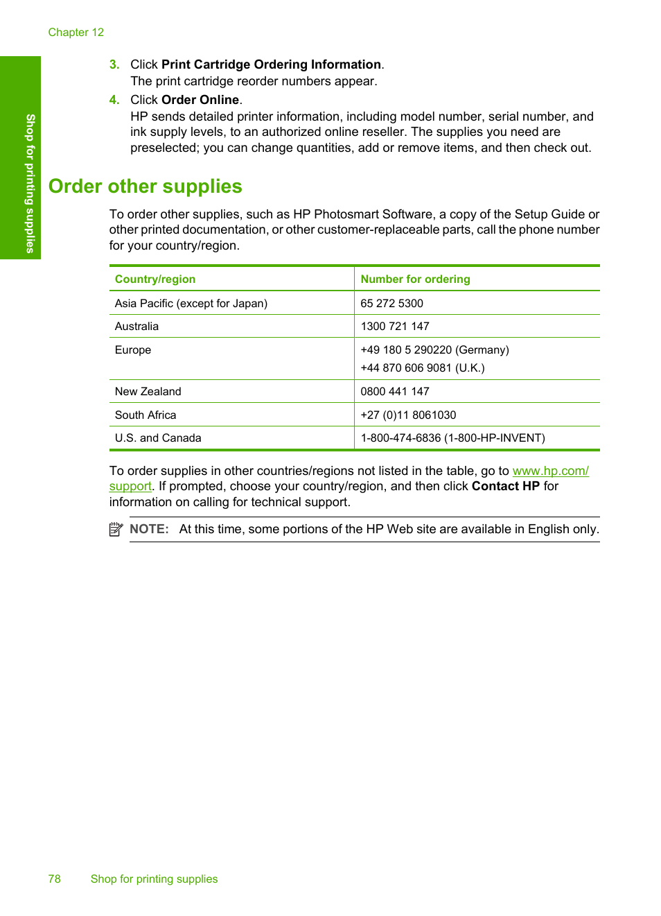 Order other supplies | HP Photosmart C4270 All-in-One Printer User Manual | Page 81 / 155