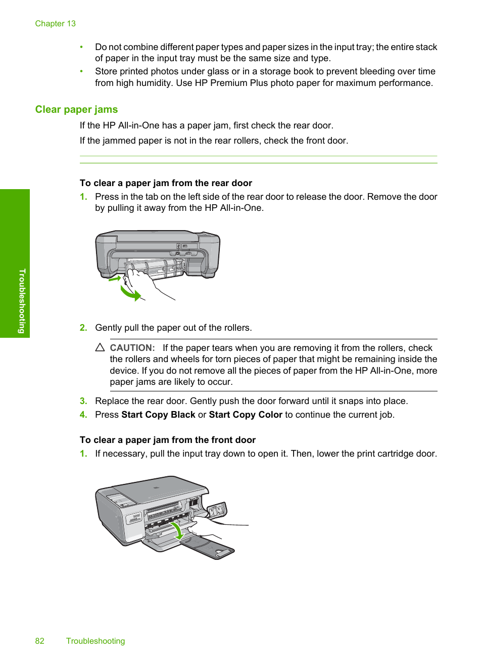 Clear paper jams | HP Photosmart C4270 All-in-One Printer User Manual | Page 85 / 155