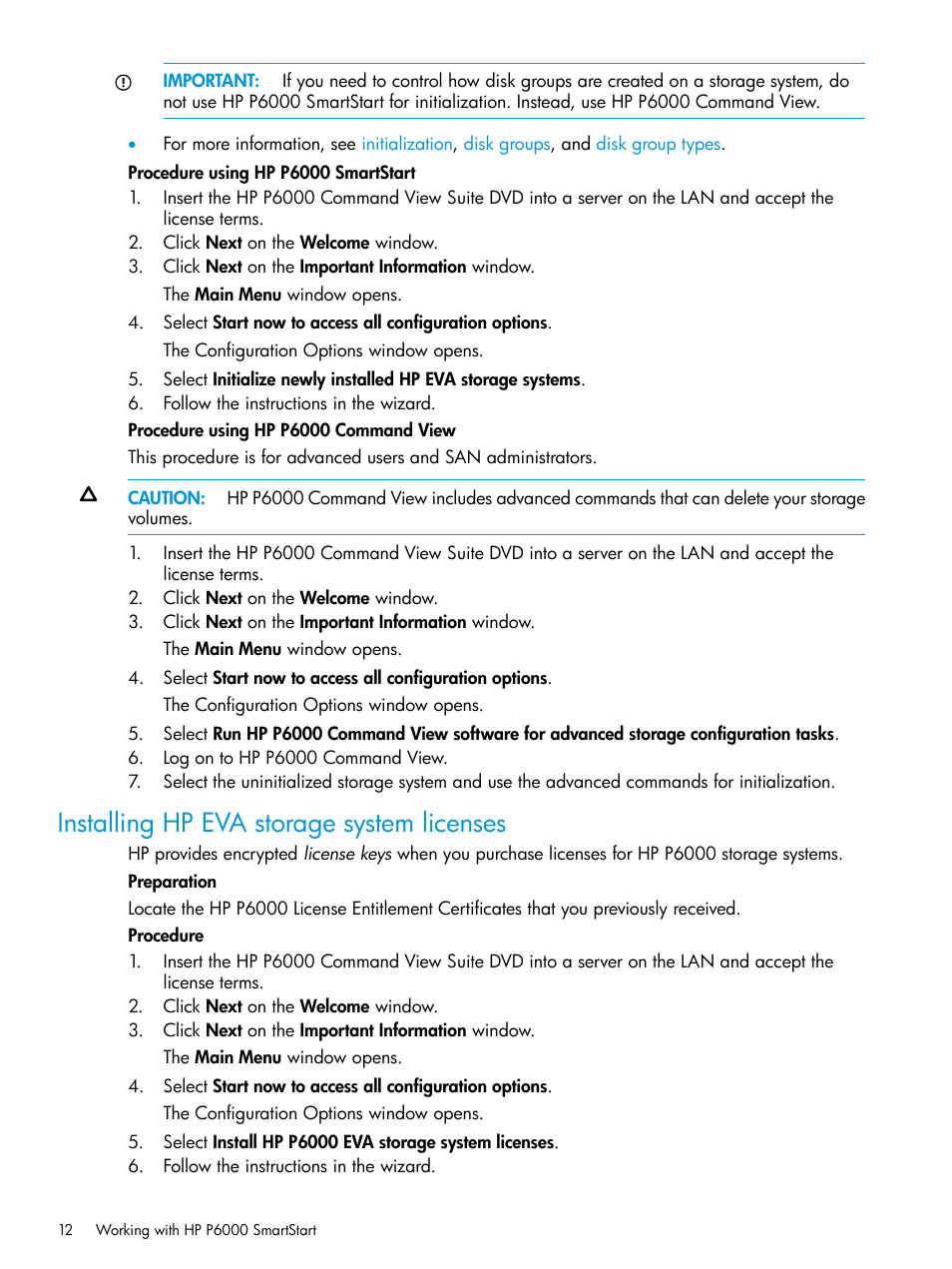 Installing hp eva storage system licenses | HP Command View EVA Software User Manual | Page 12 / 45