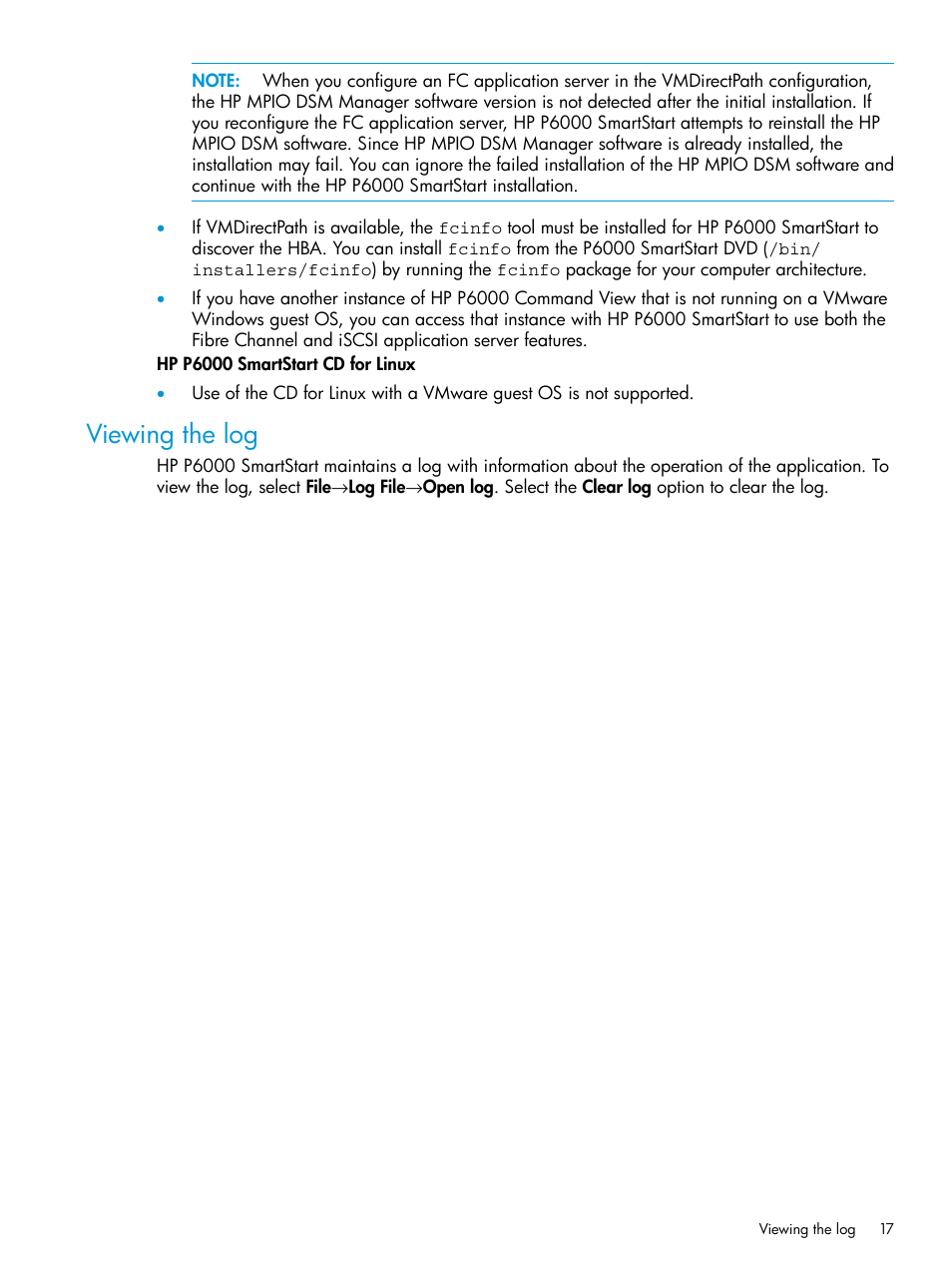 Viewing the log | HP Command View EVA Software User Manual | Page 17 / 45