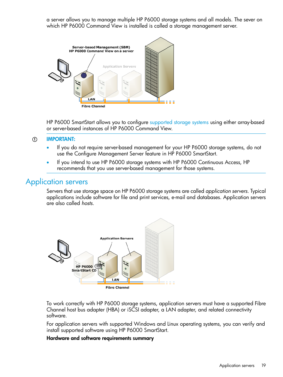 Application servers, Application server | HP Command View EVA Software User Manual | Page 19 / 45