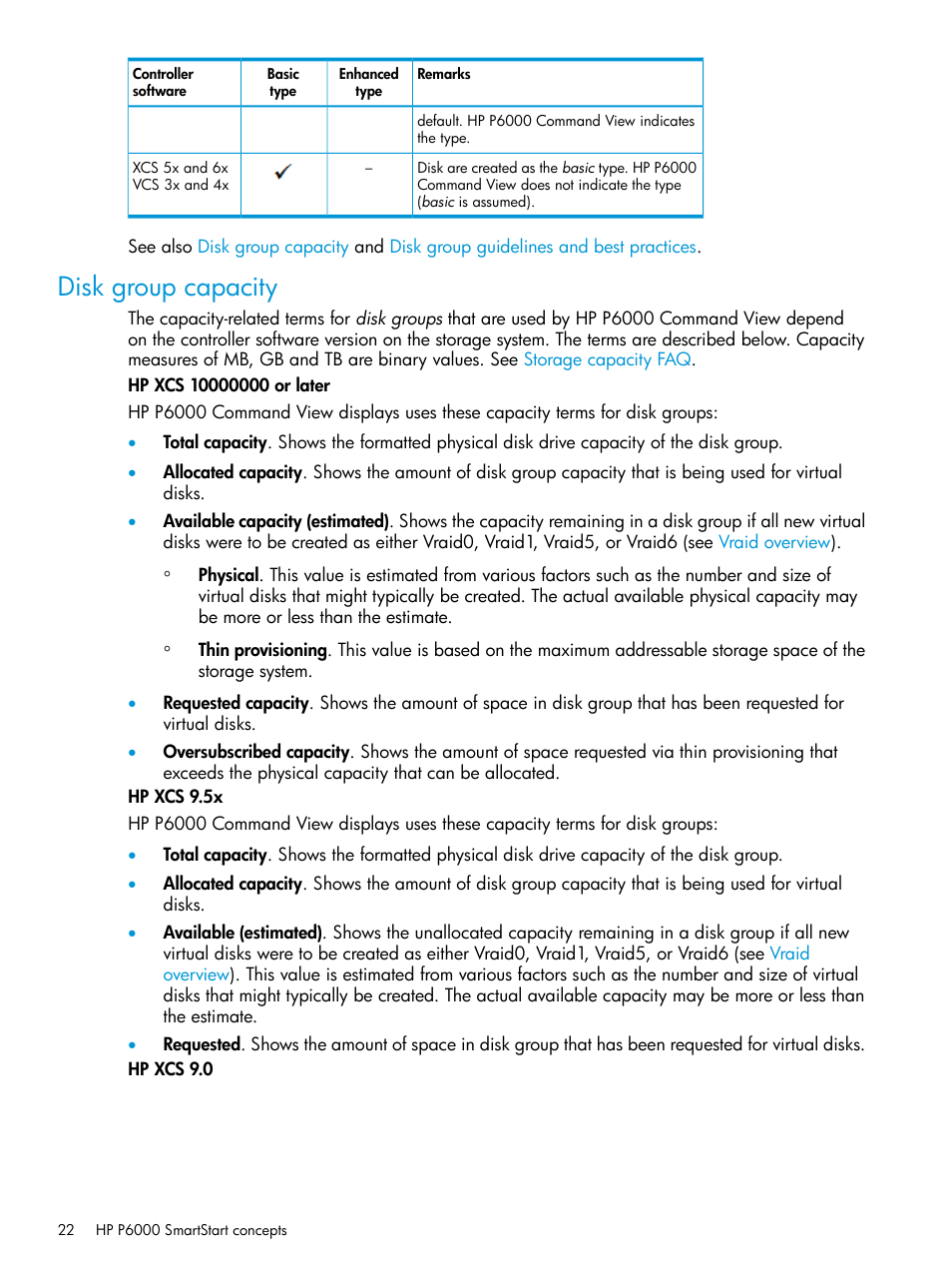 Disk group capacity | HP Command View EVA Software User Manual | Page 22 / 45