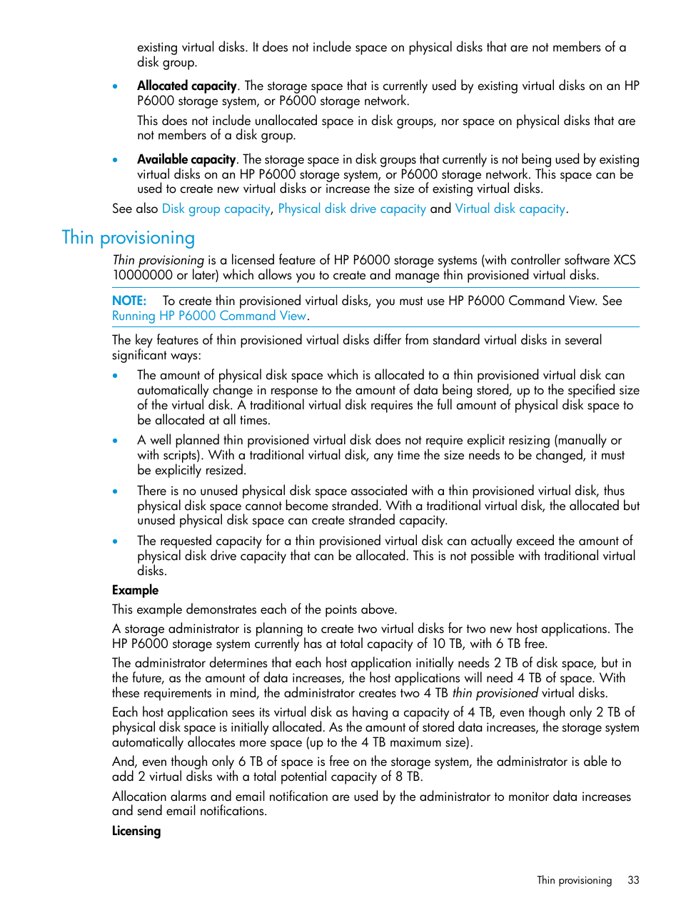 Thin provisioning | HP Command View EVA Software User Manual | Page 33 / 45