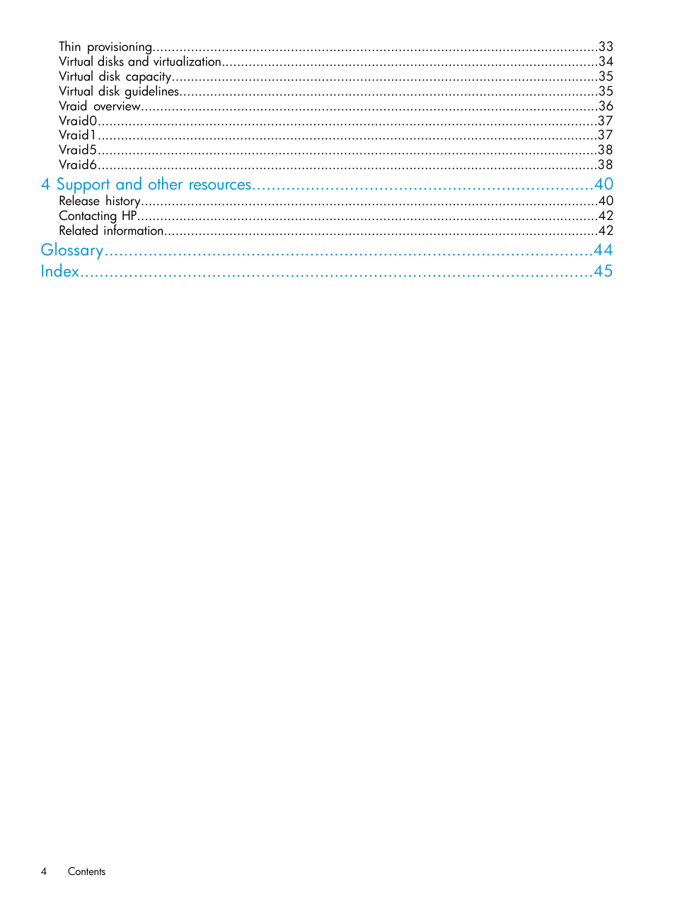 4 support and other resources, Glossary index | HP Command View EVA Software User Manual | Page 4 / 45