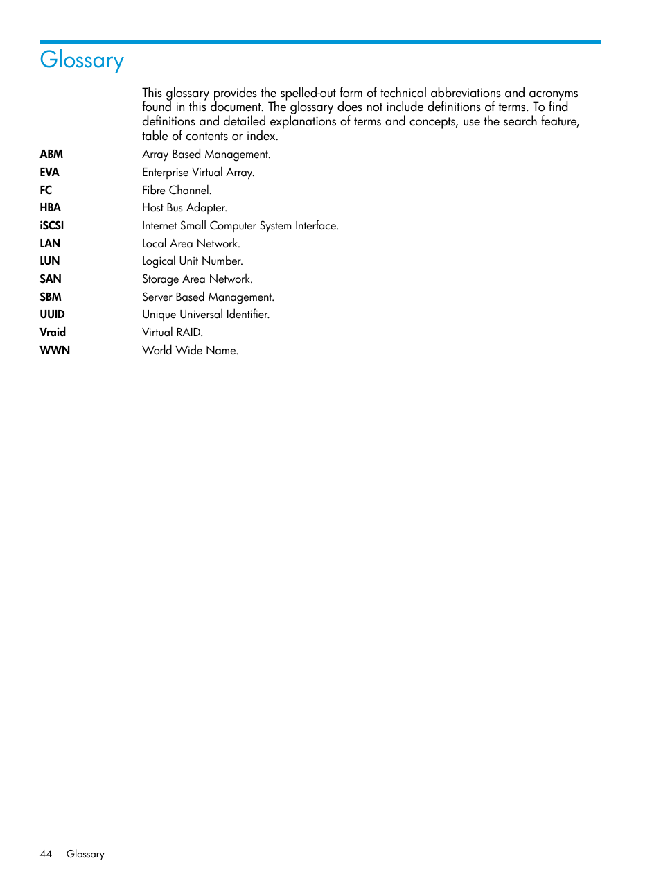 Glossary | HP Command View EVA Software User Manual | Page 44 / 45