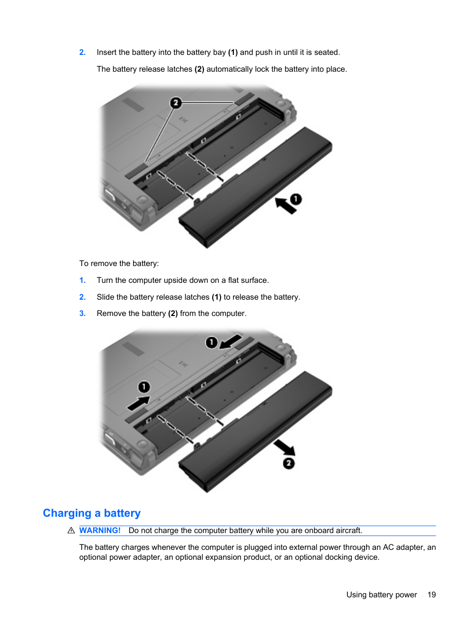 Charging a battery | HP Mini 5102 User Manual | Page 29 / 130