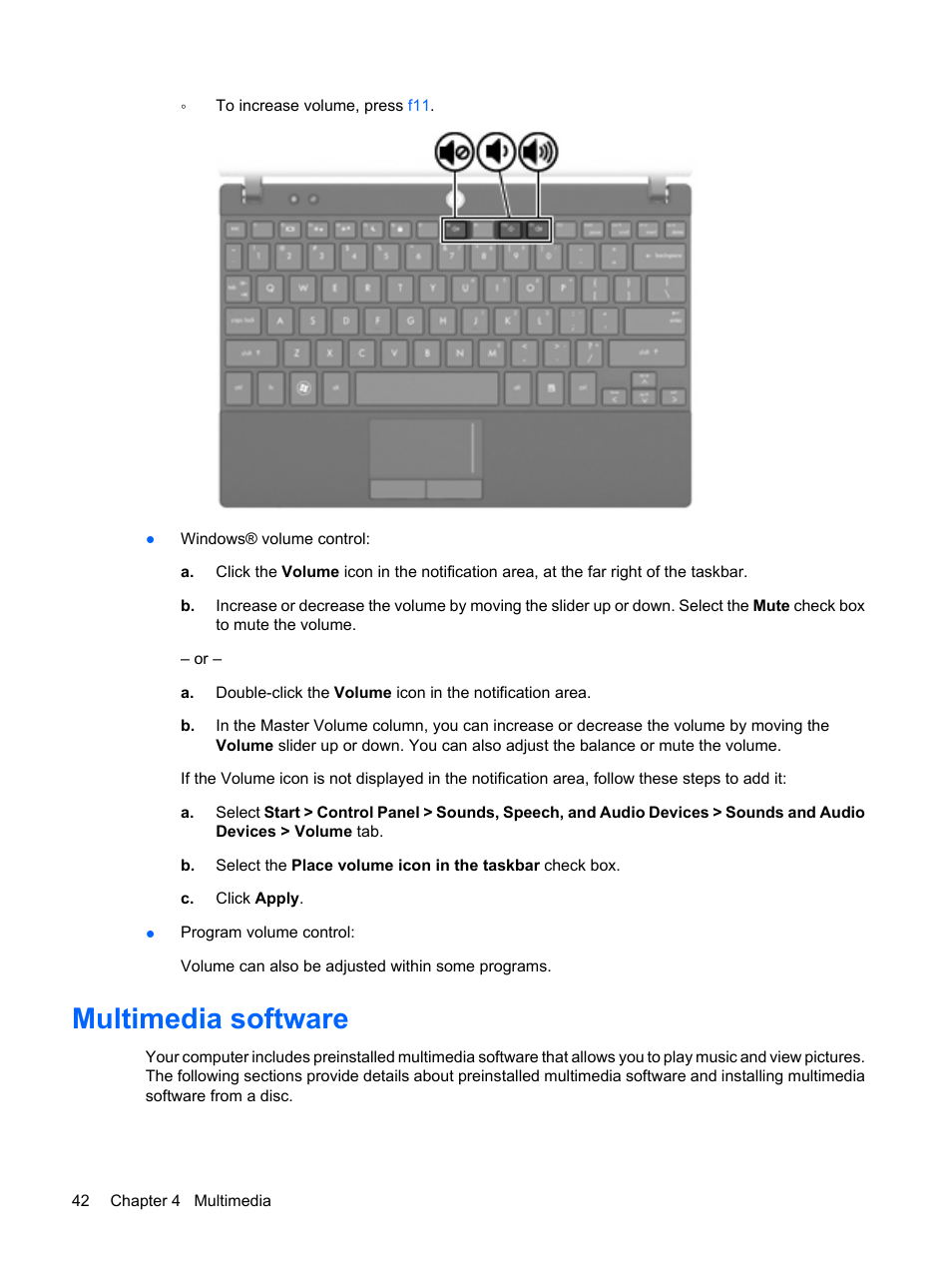 Multimedia software | HP Mini 5102 User Manual | Page 52 / 130