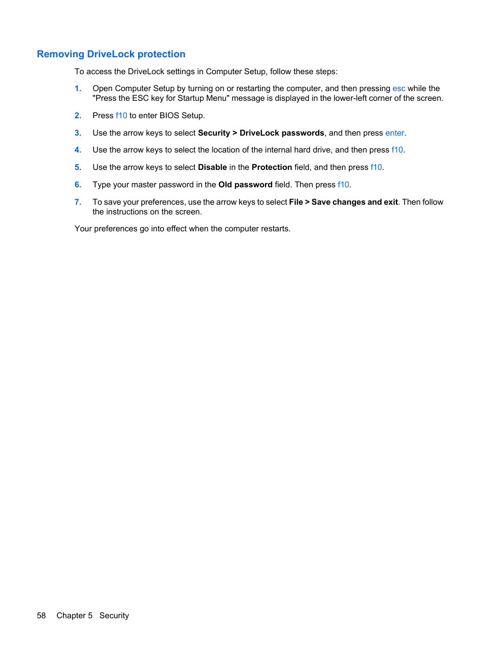 Removing drivelock protection | HP Mini 5102 User Manual | Page 68 / 130