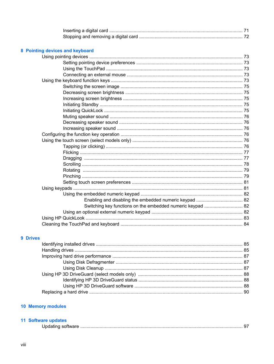 HP Mini 5102 User Manual | Page 8 / 130