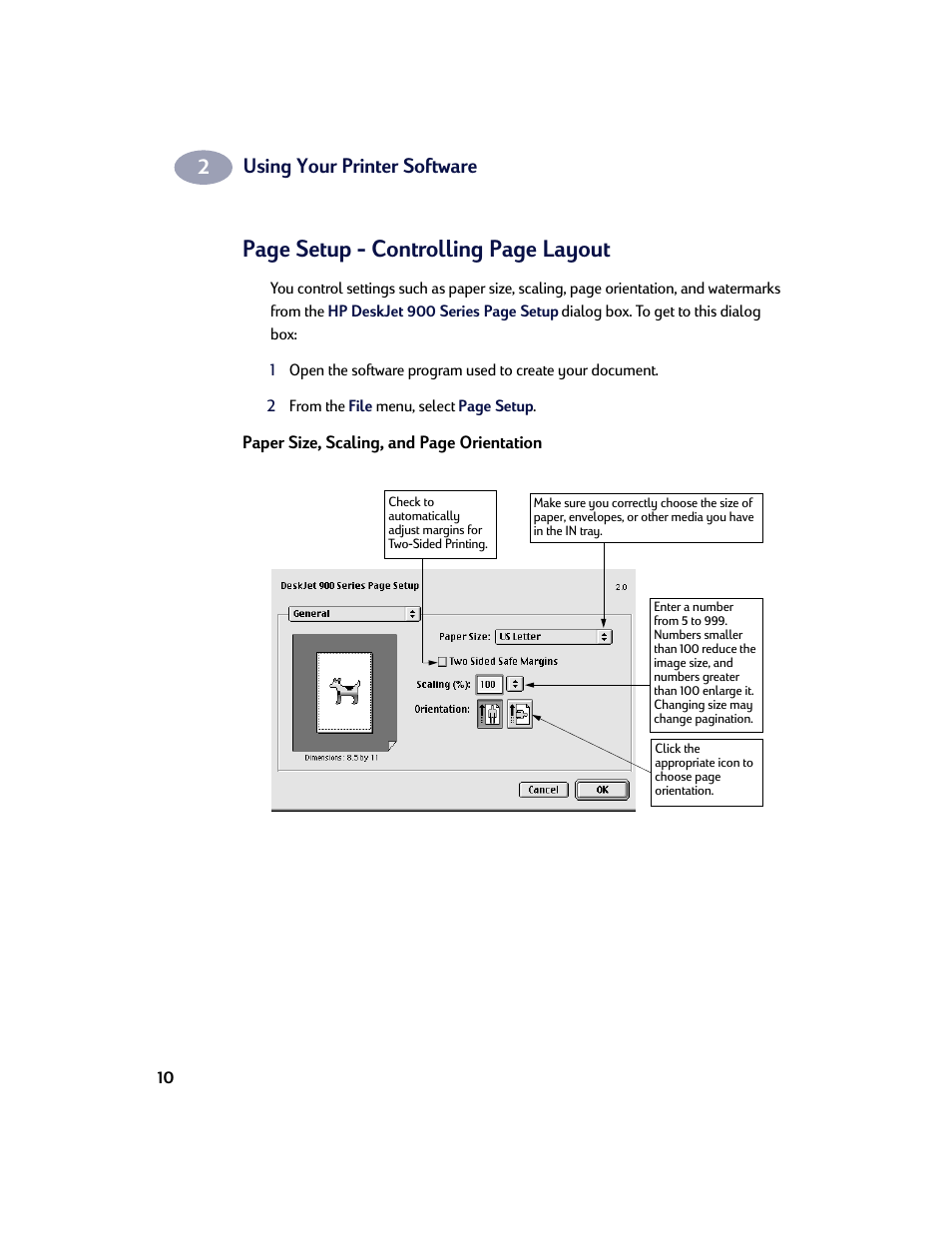 Page setup - controlling page layout | HP Deskjet 970cxi Printer User Manual | Page 17 / 74