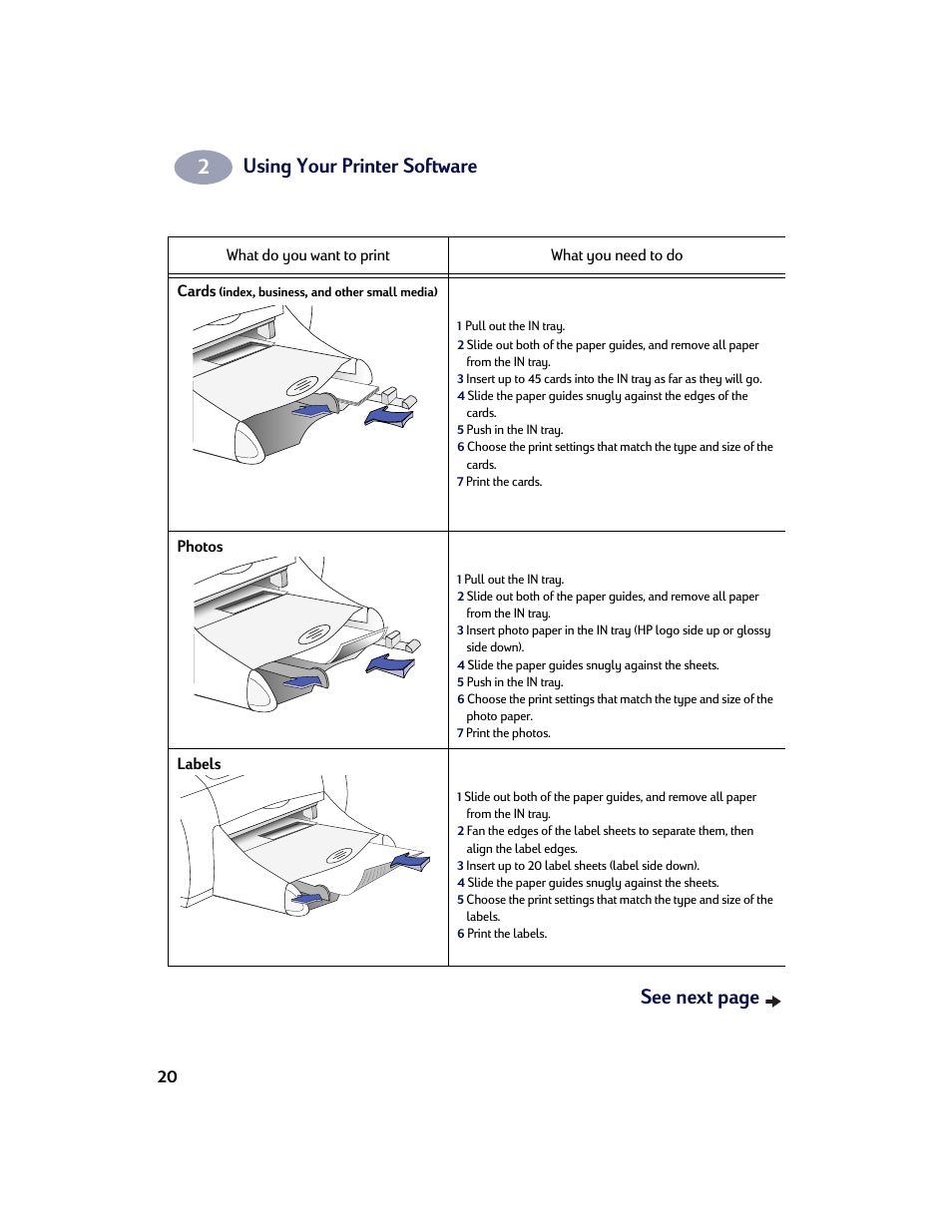 Using your printer software, See next page | HP Deskjet 970cxi Printer User Manual | Page 27 / 74