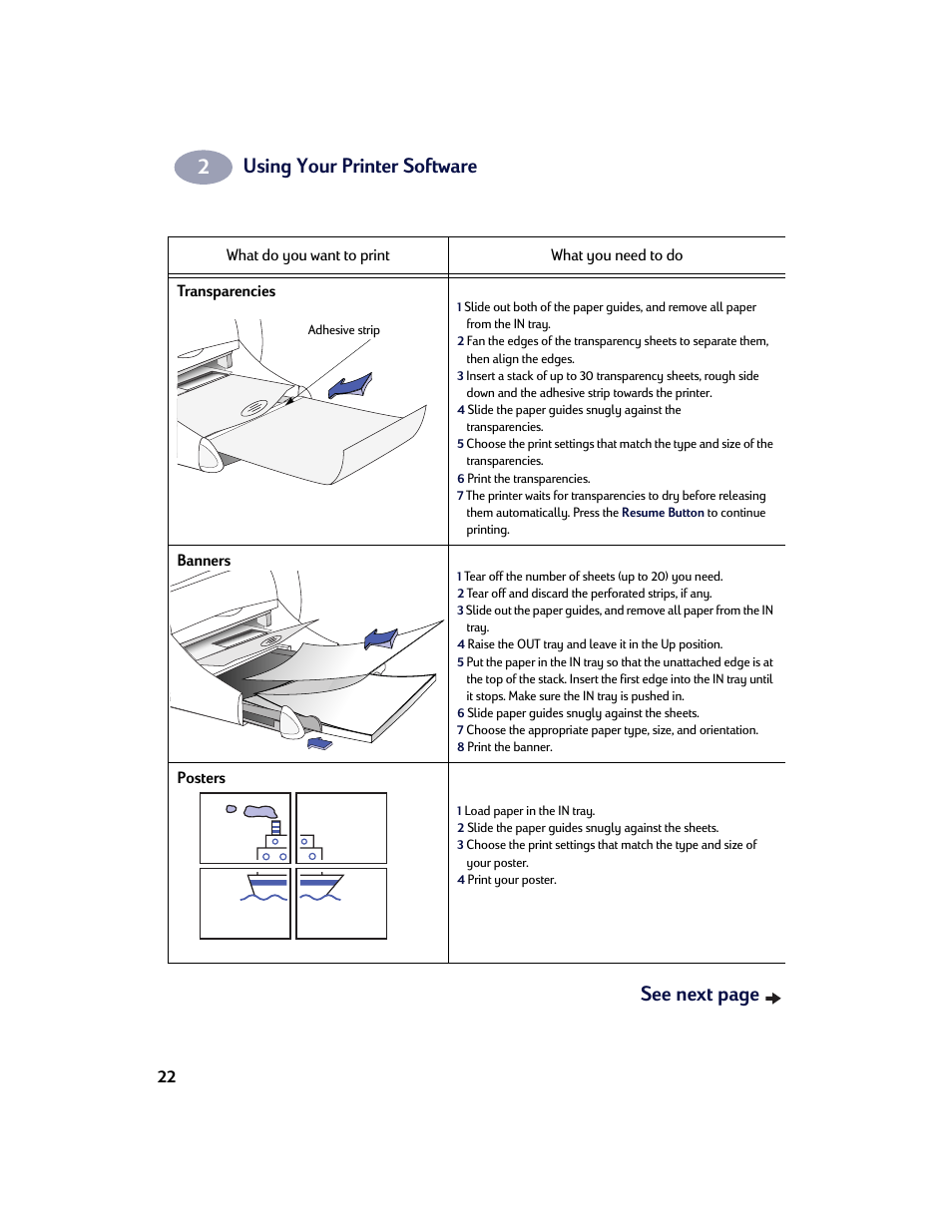 Using your printer software, See next page | HP Deskjet 970cxi Printer User Manual | Page 29 / 74