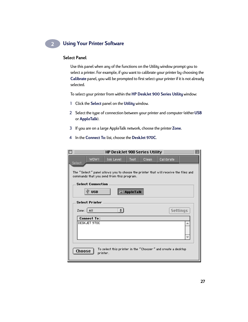 Select panel | HP Deskjet 970cxi Printer User Manual | Page 34 / 74