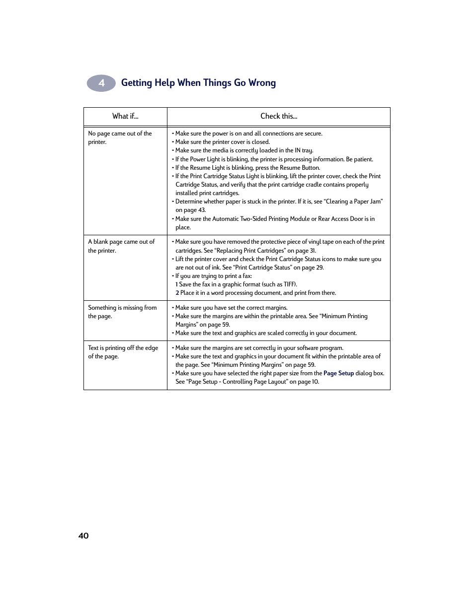 Getting help when things go wrong | HP Deskjet 970cxi Printer User Manual | Page 47 / 74