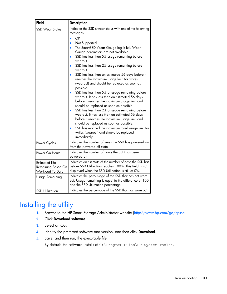 Installing the utility | HP Smart Storage Administrator User Manual | Page 103 / 127