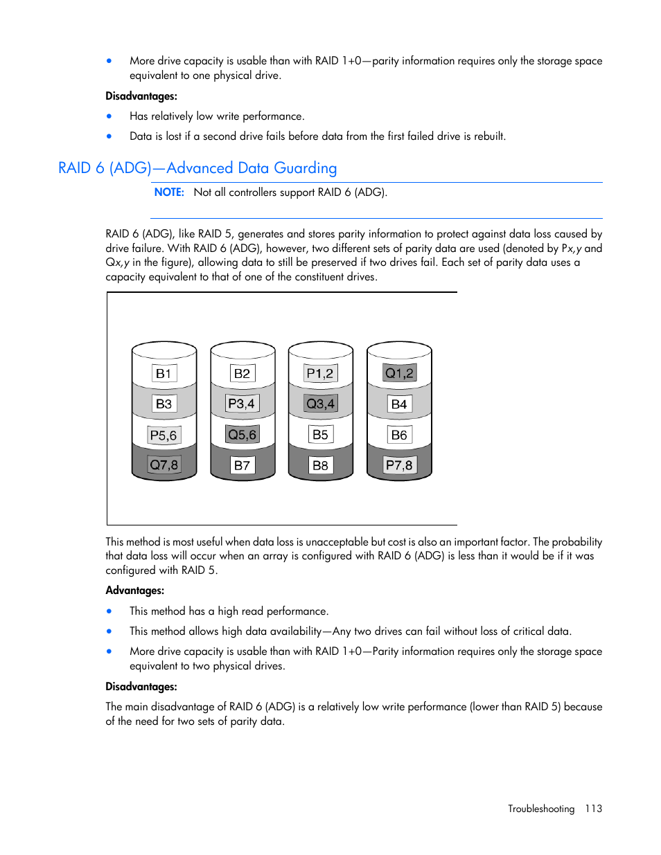 Raid 6 (adg)—advanced data guarding | HP Smart Storage Administrator User Manual | Page 113 / 127
